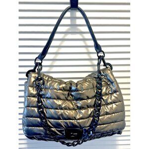 THINK ROYLN Quilted Puffer Purse Shoulder Crossbody Pyrite Bronze Bum Bag 16x10"